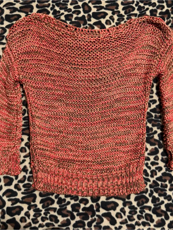 2000s vintage style whimsical bohemian orange marled knitted sweater - Image 4