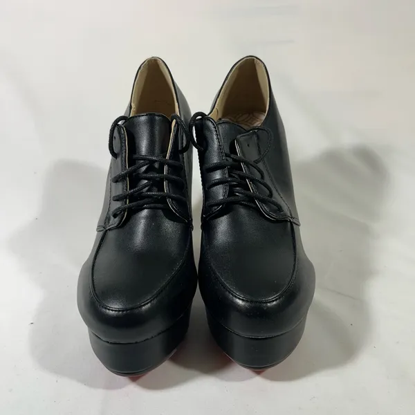Platform Lace Up 4” Heels Women‎ Black W/Red Soles Eu 37 6.5-7 New - Image 2