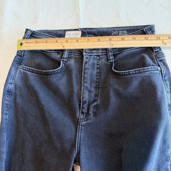 Pilcro Anthropologie Jeans Womens 26 Black High Rise Wide Leg Raw Hem Cropped - Image 4