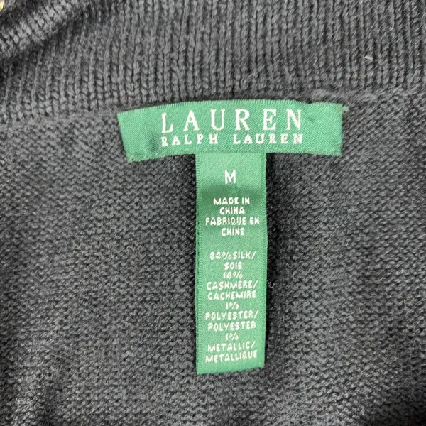 Lauren Ralph Lauren Sweater Womens M Black Silk Cashmere Boat Neck Fair Isle - Image 5
