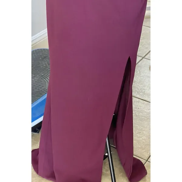 Woosea V Neck Maxi Dress Ruched Slit Formal Prom Wedding Guest Gown Party Medium Homecoming - Image 7