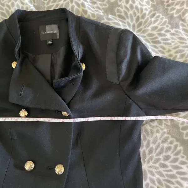 The Limited Black Military Blazer sz XS Jacket Office Chic Preppy Dark‎ Academia - Image 6