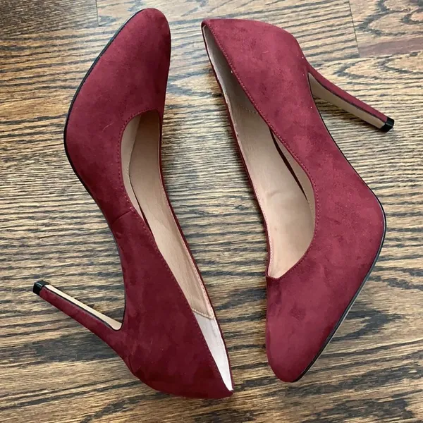 Lauren Blackwell Cecily Suede Burgundy High Heel Pumps Sz 10 - Image 9