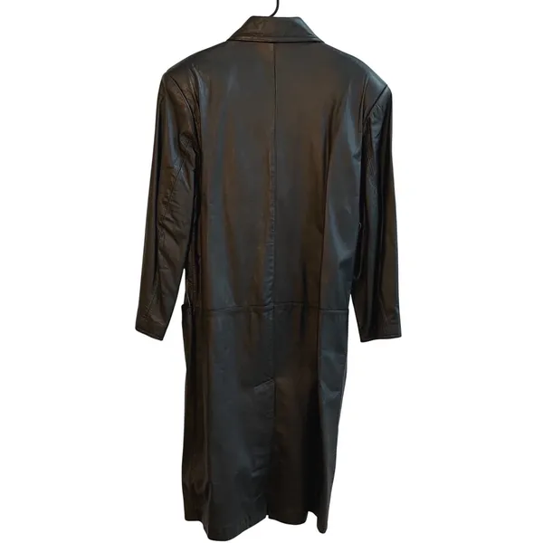Global Identity Leather G III Double Breasted Black Blazer Style Trench Coat Med - Image 3