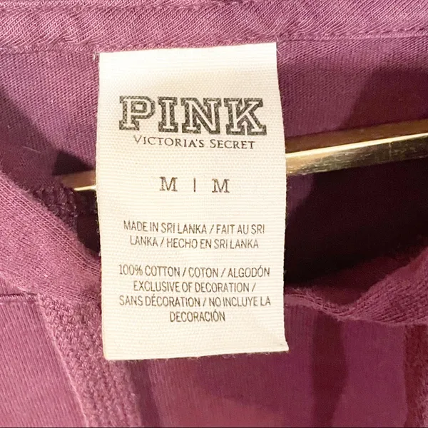 Victorias Secret Pink‎ Medium Burgundy Maroon Spell Out Hooded Sweatshirt - Image 3