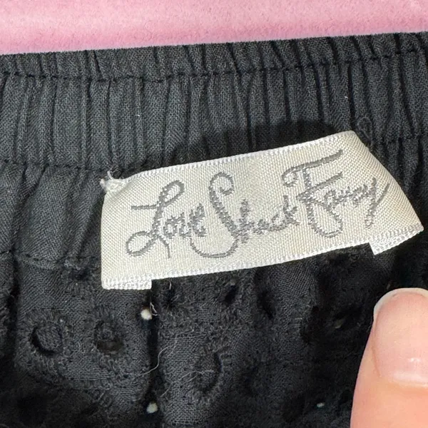 Love Shack Fancy Black Lace Off Shoulder Mini Dress Womens XS Whimsigoth Boho - Image 7