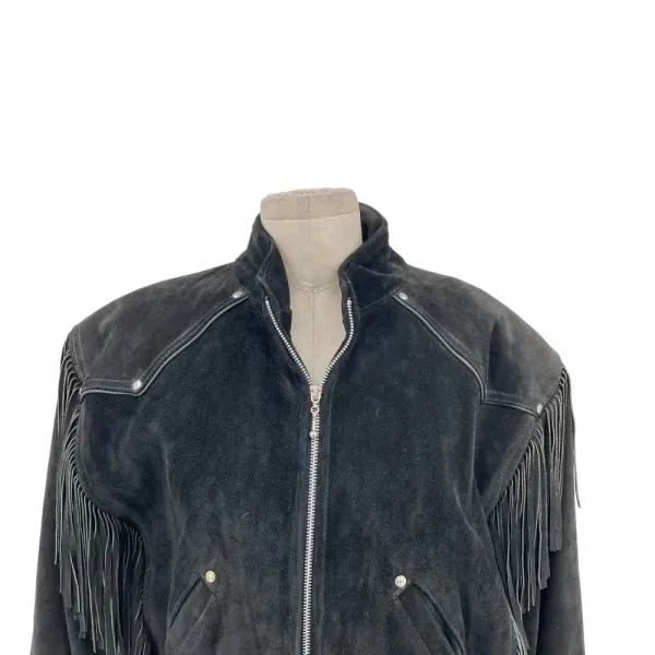 Harley-Davidson Black‎ Suede Fringe Moto Jacket Size Large - Image 3