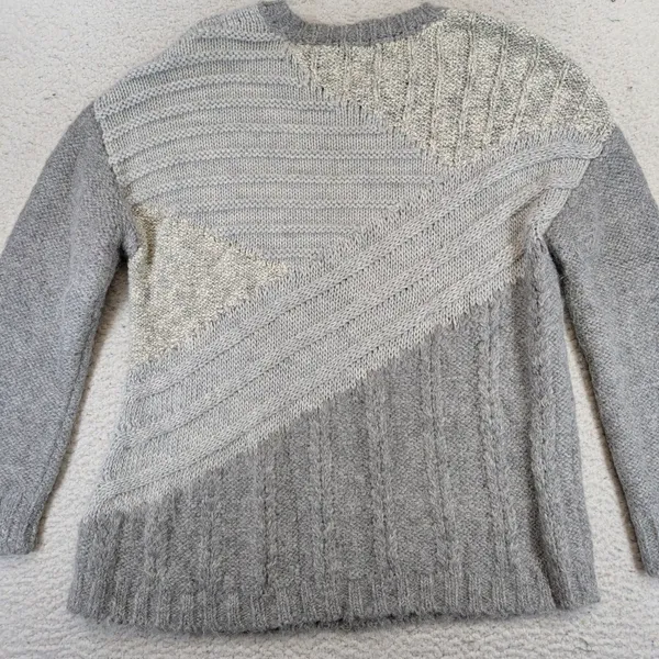 Current Elliott Gray Alpaca Wool Blend Mixed Knit Patchwork Sweater Size 1 Lurex - Image 7