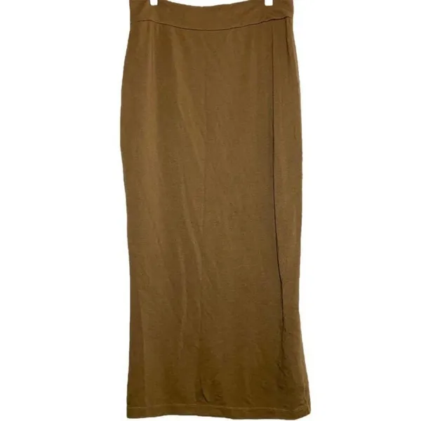 Bryn Walker Tan Long Pencil Skirt French Terry M Nickolas Brown - Image 2