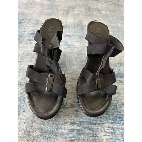 Charles By Charles David Black Strappy Platform Wedge Heel Sandals Approx size 9 - Image 3