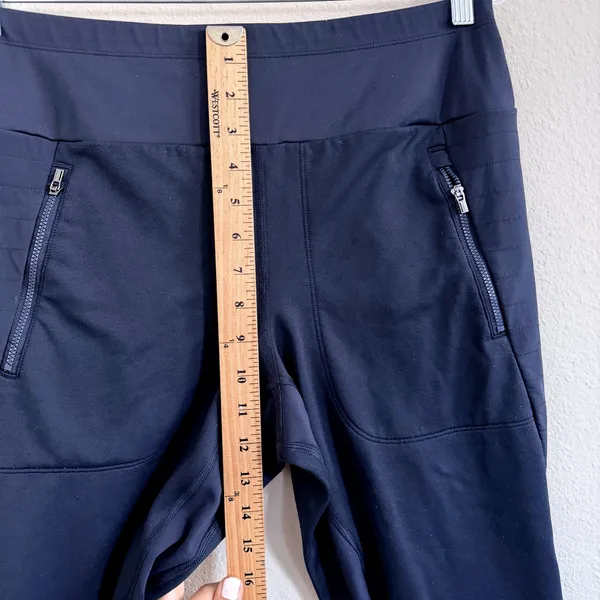 Athleta Peak Hybrid Fleece Tight Leggings Womens Large Navy Blue Outdoor Camping - Image 13