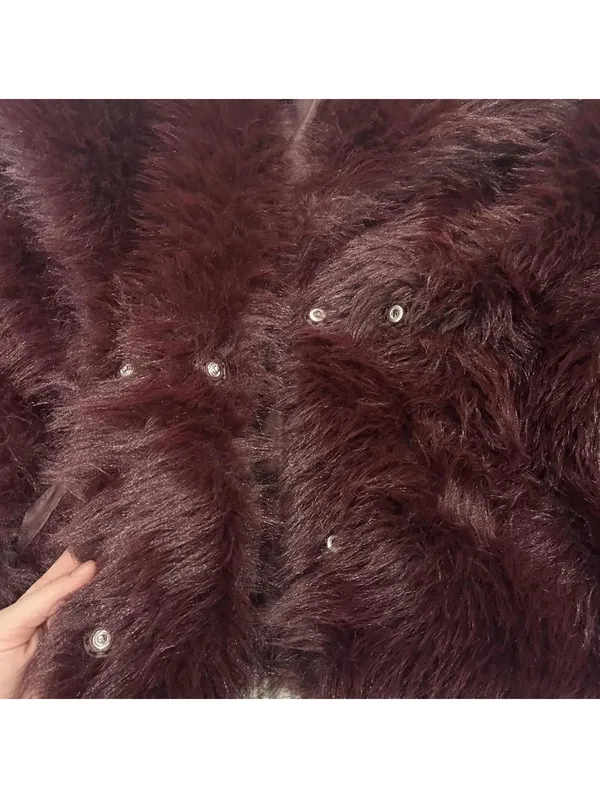 Princess Polly Liannah Faux Fur Jacket Red - Image 6