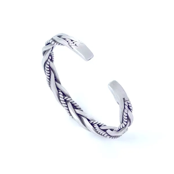 NEW Solid Unisex Braided 925‎ Sterling Silver Cuff Bracelet - Image 8