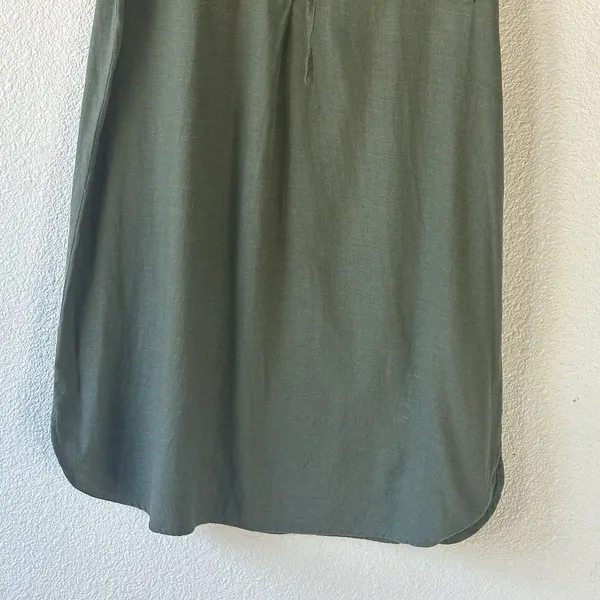 Lulu’s Olive Green Lace-Up Utility Mini Shirt Dress Short Sleeve Size Large - Image 3