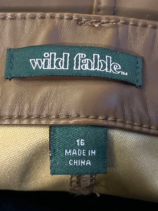 Wild Fable Faux Leather Flare Pants Womens 16 Brown Low Rise Leather Used - Image 6