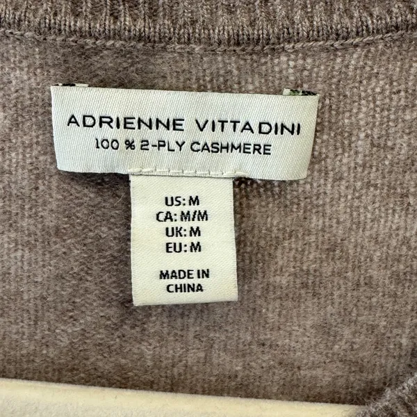 Adrienne Vittadini 100% 2-Ply Cashmere Crew Neck‎ Sweater Brown Taupe Medium - Image 4