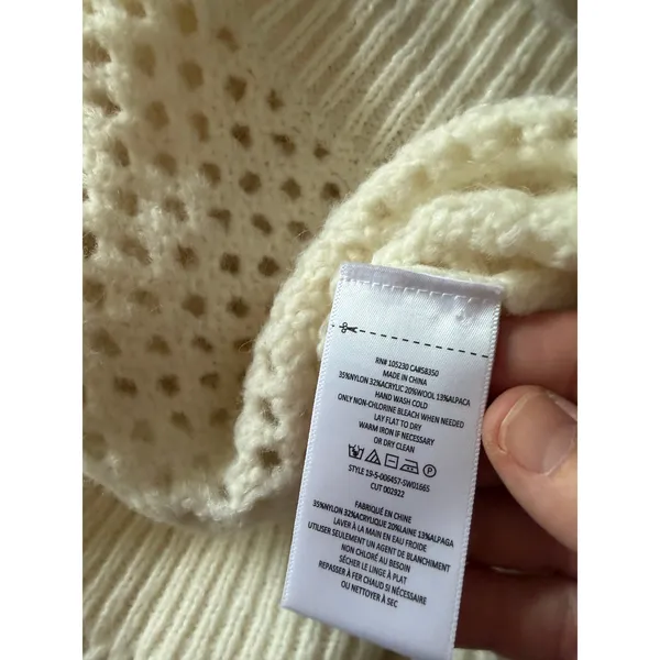 Joie Cream Alpaca Wool Blend Textured Sweater XS - Image 10