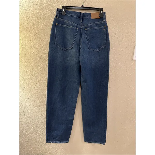 Madewell Baggy Straight Jeans Medium Dark Wash Denim Blue‎ Womens Size 26X30 EUC - Image 4