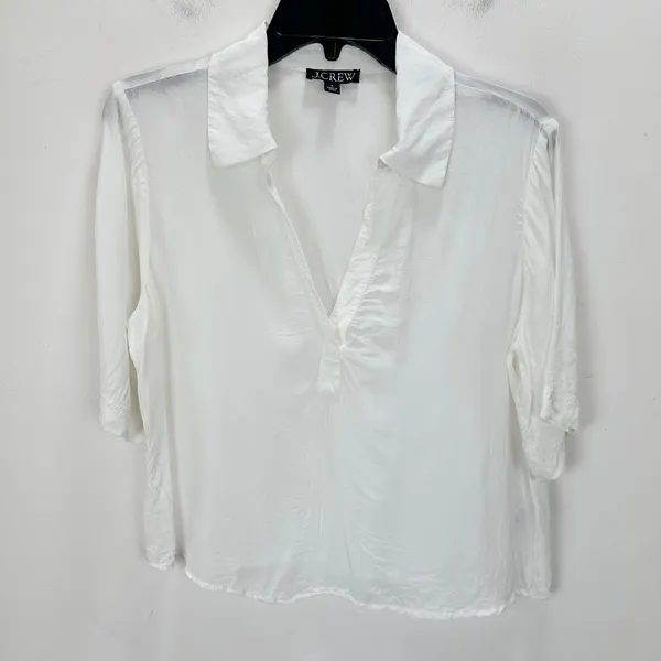 J.Crew Bungalow Popover Top Crepe De Chine Viscose Minimalist Ivory Small - Image 2
