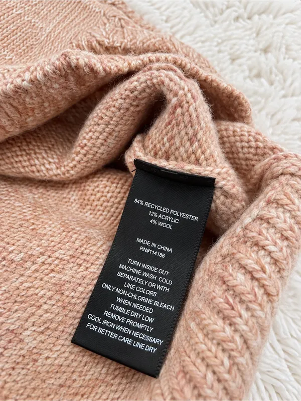 NWT Frye Marled Scalloped Knit Wool Sweater – Peach – S - Image 7