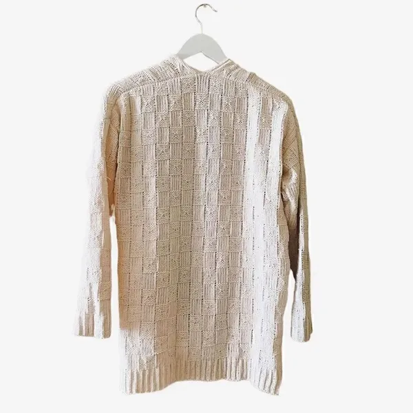 Charlotte Russe Boho Ribbed Knitted Oversized Ivory Cardigan Sweater SZ S - Image 5