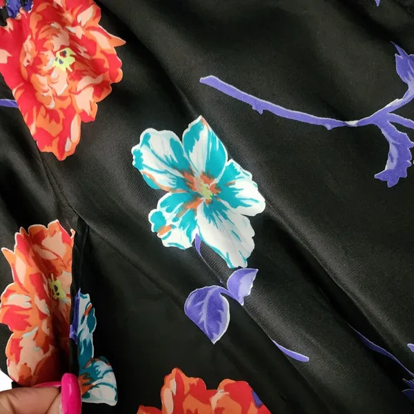 American Eagle Sweetheart Neckline Black Floral‎ Smocked Back Strappy Dress, M - Image 5