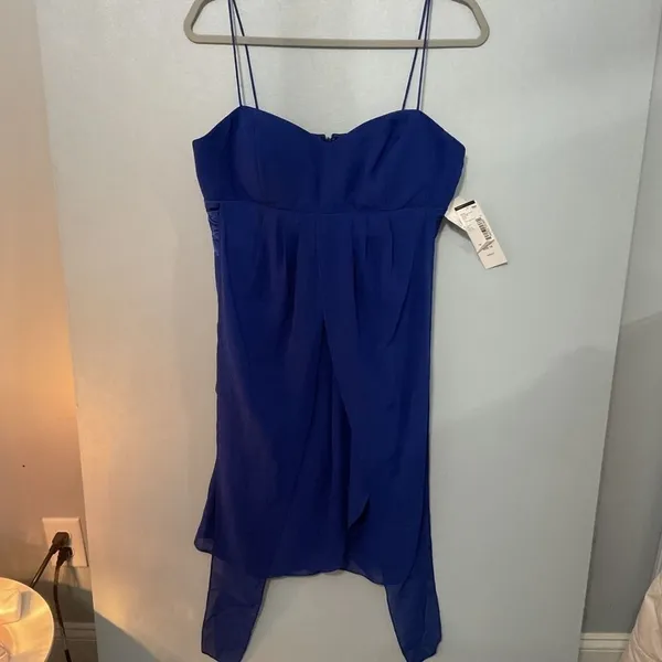 S.L. Fashions Womens Cocktail Dress Royal Blue Ruched Satin Back Size 10 - Image 2