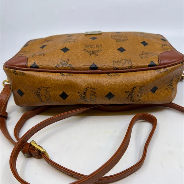 MCM Visetos Camera Cognac Coated Canvas Crossbody Bag - Image 3