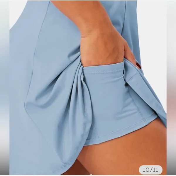 NEW Halara Size-XL Set Dress Short Collared Half‎ Zip Tennis Golf Sky Blue - Image 3