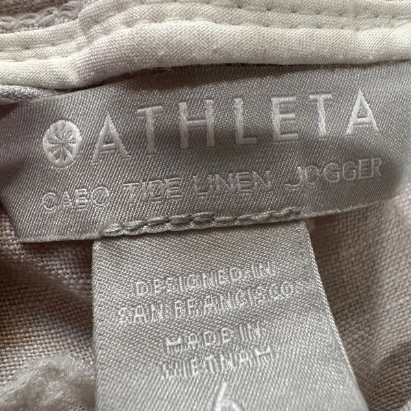 Athleta Cabo Tide‎ Linen Jogger Neutral Beige Tan Camo Print Pants - Size 6. - Image 5