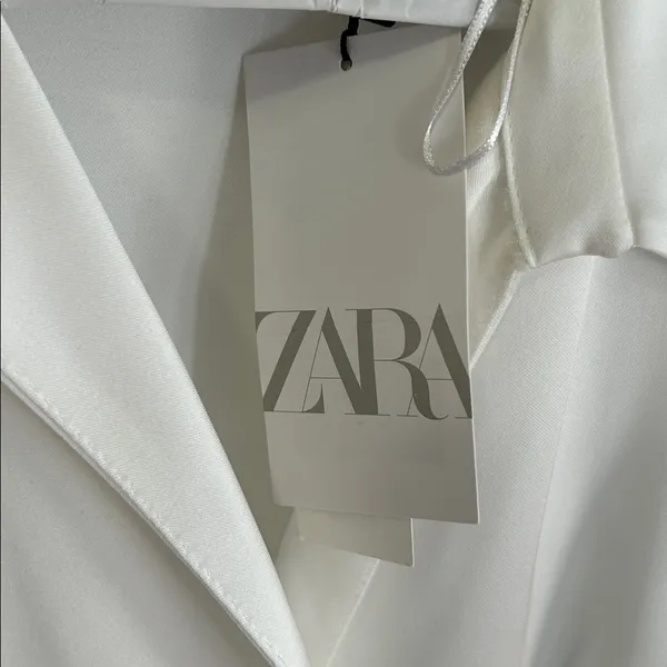 Zara White Satin Effect Draped Shirt Dress - Image 7