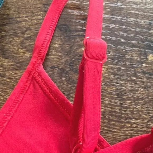 PINK Victoria's Secret Sports Bra Womens Polyester Mesh Racerback Red XXS‎ - Image 5