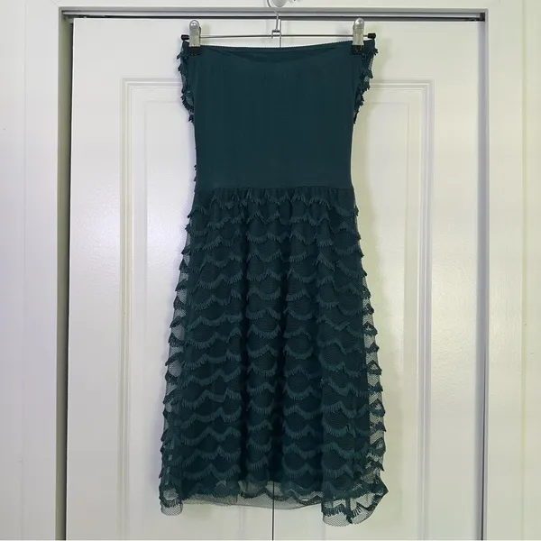 Intimissimi Teal Scalloped Strapless Sheath Dress Size S - Image 2