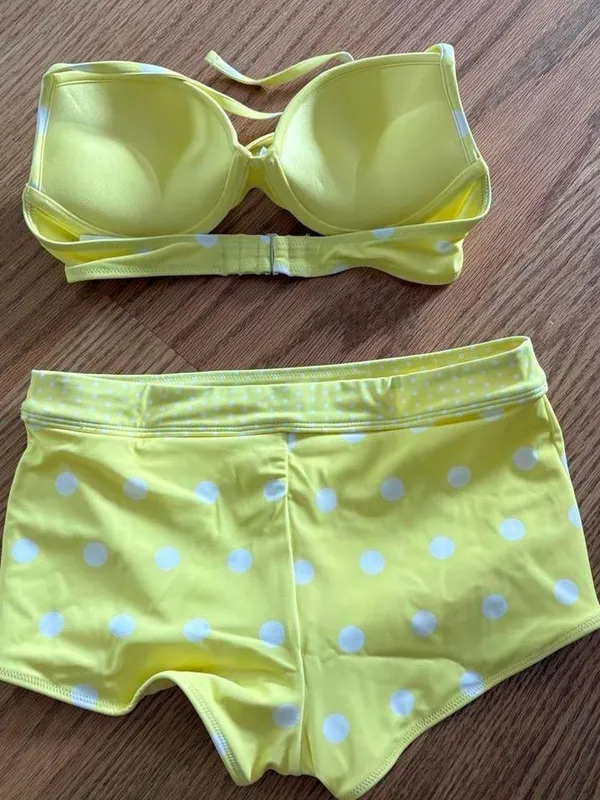 Yellow Polka Dot Bikini Set - Image 2