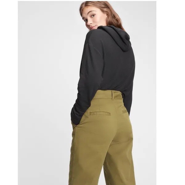 NWOT GAP High Rise Barrel Khaki Pant Dark Olive Green SZ-8 - Image 2
