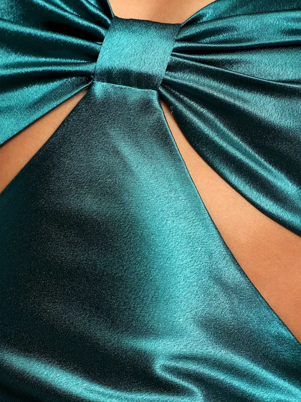 Lulus Teal Satin Cutout Mini Dress NWT - Image 5