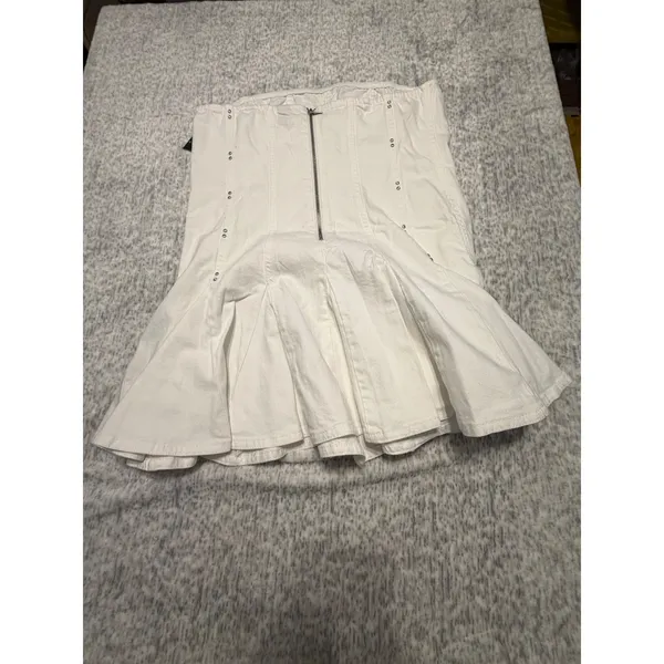 Wild Fable NWT White Denim Corset dress‎ studded Flare Mini Size XL - Image 4