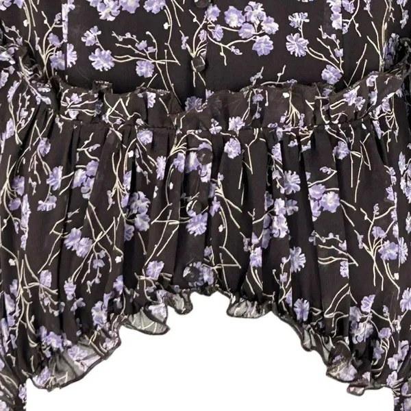 143 Story By Line Up Sz M Floral Maxi Brown Lavendor Front Slit Dress - Image 9