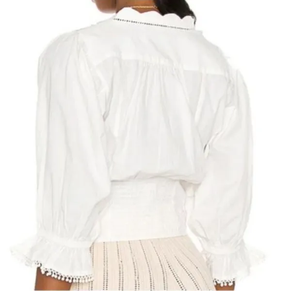 NWT Free People louella embroidered Blouse Color White IVORY Size S - Image 5