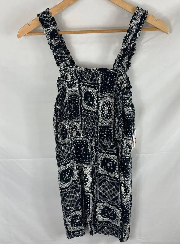 4/$25 NWT BP. Smocked Bodice Romper In Black Bandanamix Size large - Image 2