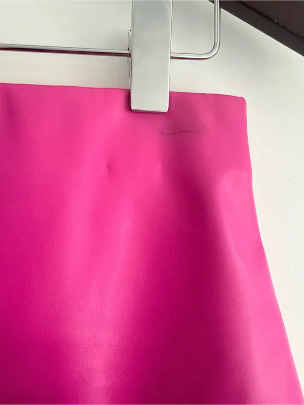 Bright Pink Faux Leather Mini Skirt NWT Size M - Image 6
