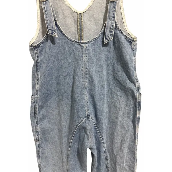 Free People "We The‎ Free" High Roller Denim Jumpsuit Light Wash Women's Size XS - Image 8