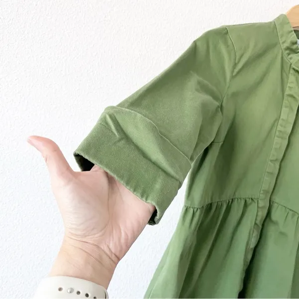 Tuckernuck Green Royal Button Front Collared A-Line Casual Chic Mini Shirt Dress - Image 4