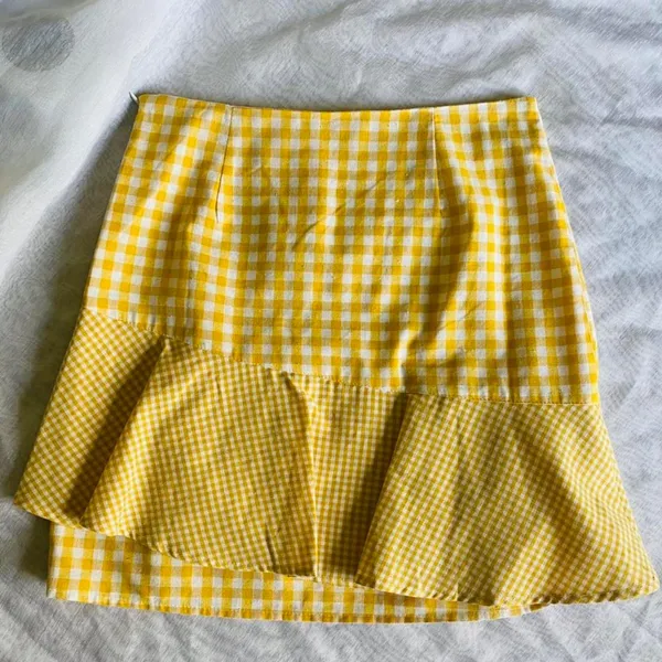 Nasty Gal Yellow Gingham  Mini Skirt - Image 2