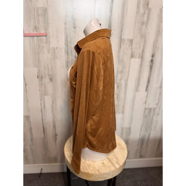 Grace The Perfect Fit Brown Faux Suede Button Up Shirt Womens Size XL Shacket - Image 3