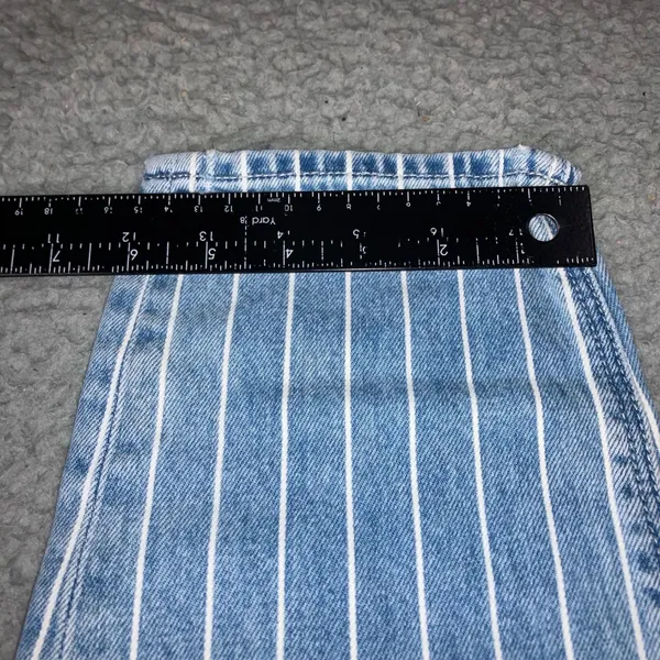 American Eagle Pinstripe Mom Jeans 4 29x27 Blue Retro High Waisted Tapered Leg - Image 10