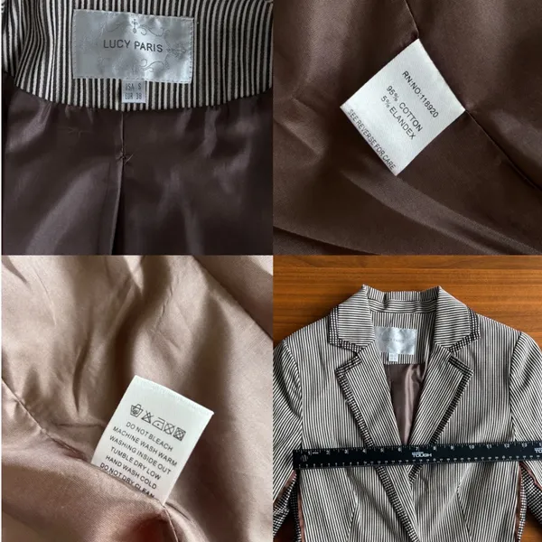 Lucy Paris Striped Blazer S Pinstripe Y2K Academia Preppy Fall Riding Jacket - Image 7