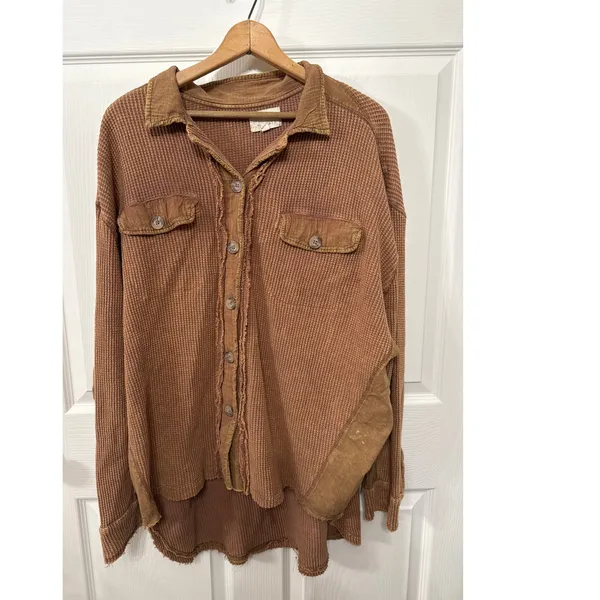 Oli & Hali Small Medium Distressed Cotton Button Up Tunic Free People Boho - Image 2