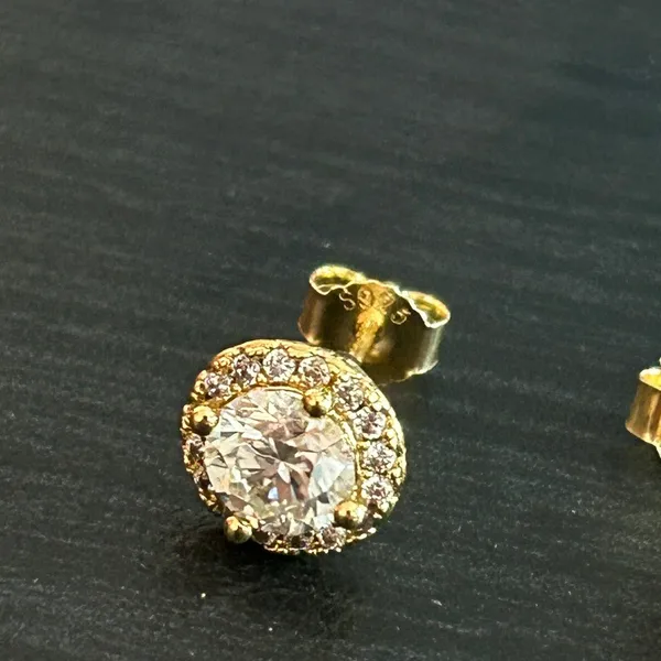 Womens Moissanite Gold Halo Stud Earrings 6mm GRA VVS1 - Image 7