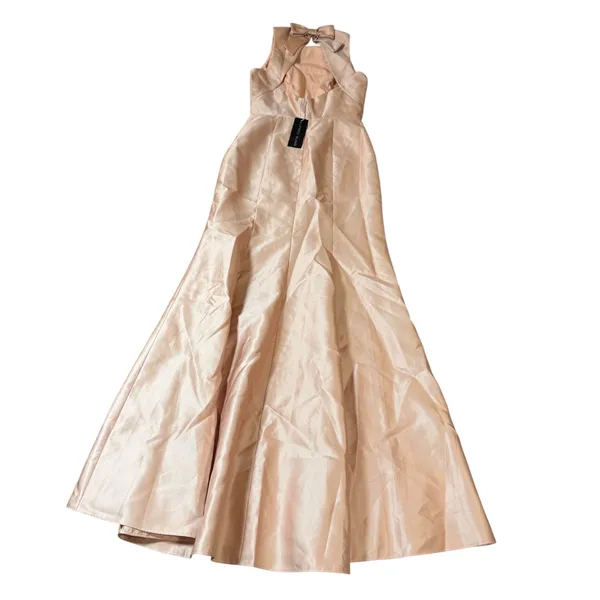 NWT Alfred Sung JEWEL NECK BOWED OPEN-BACK TRUMPET DRESS FRONT‎ SLIT Pink 2R - Image 12